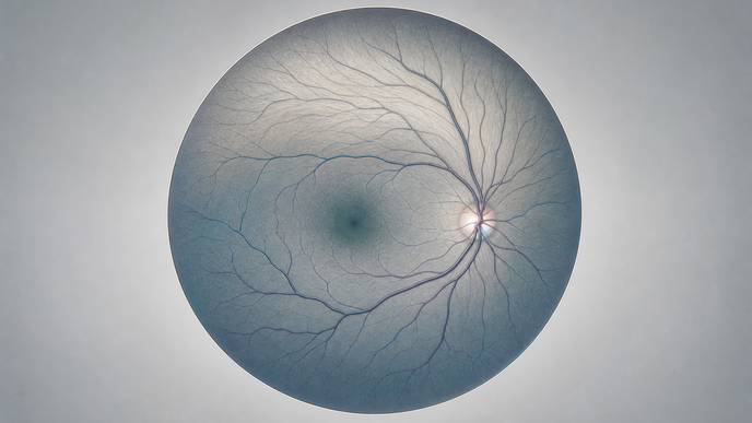 Stylized retina showing superior retinal nerve fiber loss associated with glaucoma imaging patterns